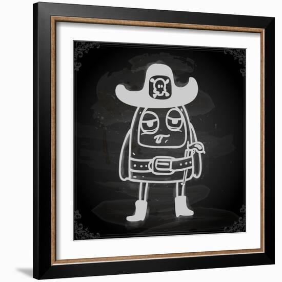 Cute Hand Drawn Illustration, Vintage Blackboard Texture Background-Ozerina Anna-Framed Art Print