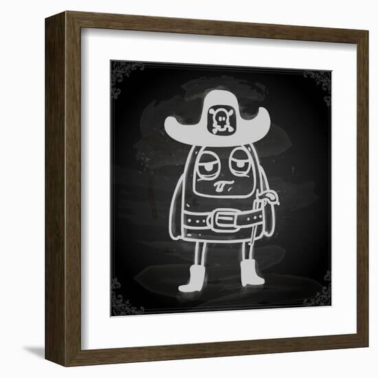 Cute Hand Drawn Illustration, Vintage Blackboard Texture Background-Ozerina Anna-Framed Art Print