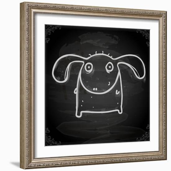 Cute Hand Drawn Illustration, Vintage Blackboard Texture Background-Ozerina Anna-Framed Art Print