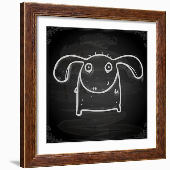 Cute Hand Drawn Illustration, Vintage Blackboard Texture Background-Ozerina Anna-Framed Art Print