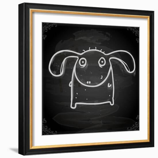 Cute Hand Drawn Illustration, Vintage Blackboard Texture Background-Ozerina Anna-Framed Art Print