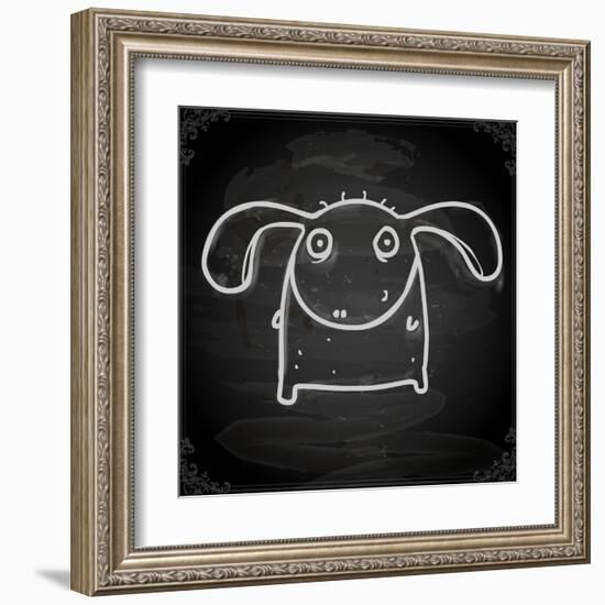 Cute Hand Drawn Illustration, Vintage Blackboard Texture Background-Ozerina Anna-Framed Art Print