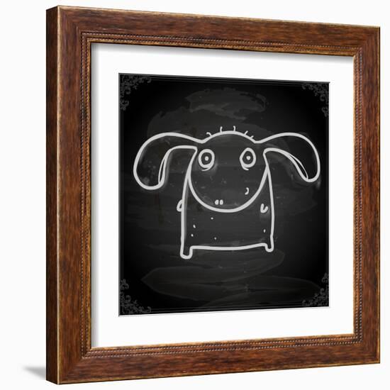 Cute Hand Drawn Illustration, Vintage Blackboard Texture Background-Ozerina Anna-Framed Art Print