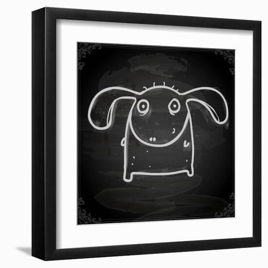 Cute Hand Drawn Illustration, Vintage Blackboard Texture Background-Ozerina Anna-Framed Art Print