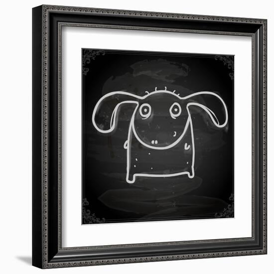 Cute Hand Drawn Illustration, Vintage Blackboard Texture Background-Ozerina Anna-Framed Art Print