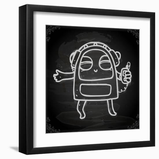 Cute Hand Drawn Illustration, Vintage Blackboard Texture Background-Ozerina Anna-Framed Art Print