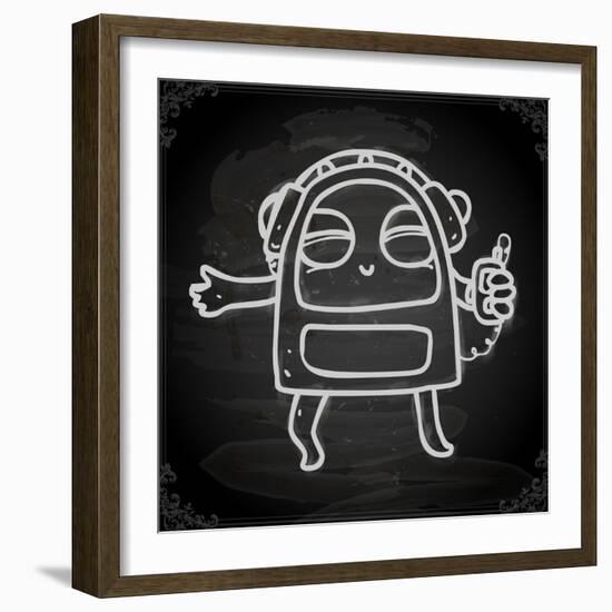 Cute Hand Drawn Illustration, Vintage Blackboard Texture Background-Ozerina Anna-Framed Art Print