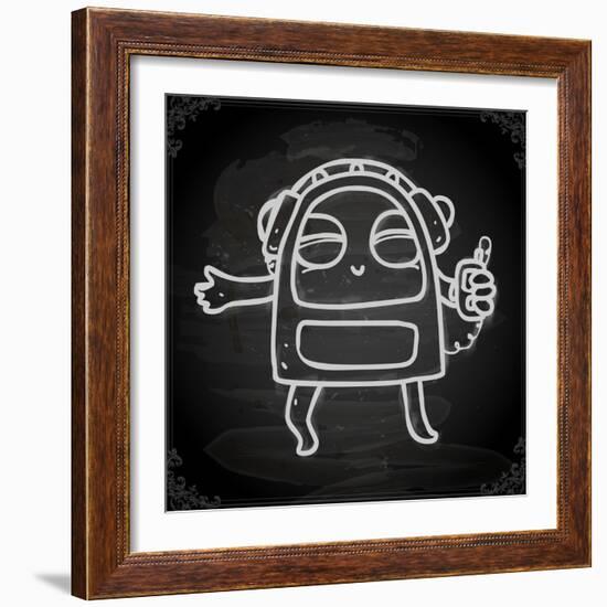 Cute Hand Drawn Illustration, Vintage Blackboard Texture Background-Ozerina Anna-Framed Art Print