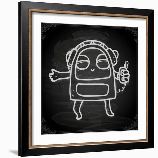 Cute Hand Drawn Illustration, Vintage Blackboard Texture Background-Ozerina Anna-Framed Art Print