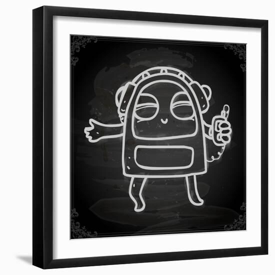 Cute Hand Drawn Illustration, Vintage Blackboard Texture Background-Ozerina Anna-Framed Art Print