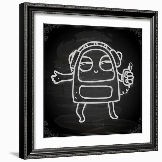 Cute Hand Drawn Illustration, Vintage Blackboard Texture Background-Ozerina Anna-Framed Art Print