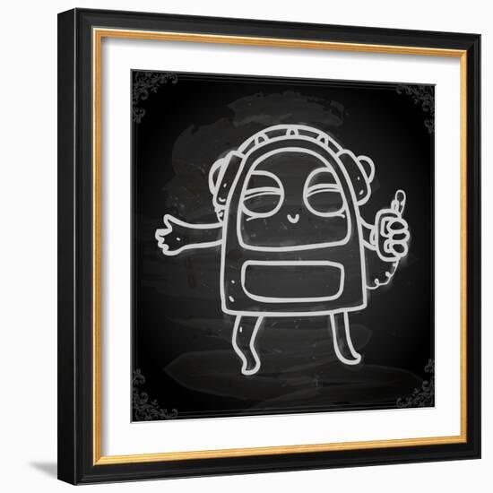 Cute Hand Drawn Illustration, Vintage Blackboard Texture Background-Ozerina Anna-Framed Art Print