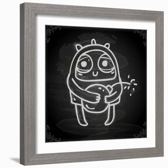 Cute Hand Drawn Illustration, Vintage Blackboard Texture Background-Ozerina Anna-Framed Art Print