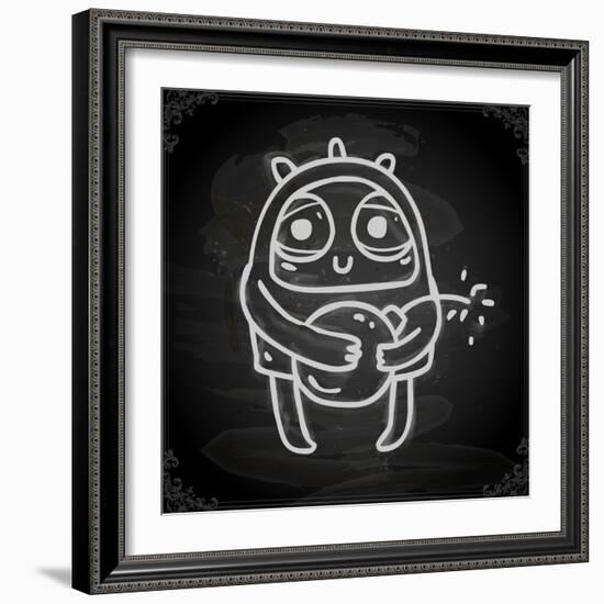 Cute Hand Drawn Illustration, Vintage Blackboard Texture Background-Ozerina Anna-Framed Art Print