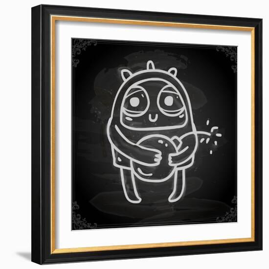 Cute Hand Drawn Illustration, Vintage Blackboard Texture Background-Ozerina Anna-Framed Art Print