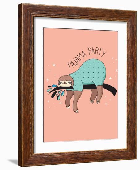 Cute Hand Drawn Sloths, Funny Vector Illustration, Poster and Greeting Card, Party Invitation-Marish-Framed Art Print