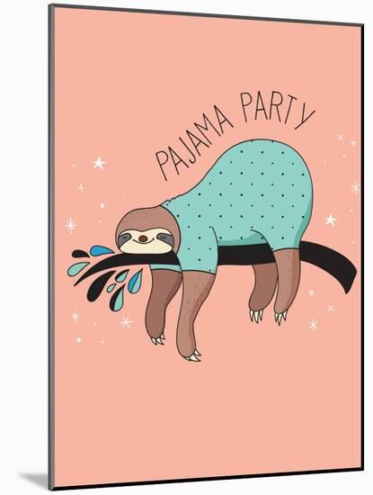 Cute Hand Drawn Sloths, Funny Vector Illustration, Poster and Greeting Card, Party Invitation-Marish-Mounted Art Print