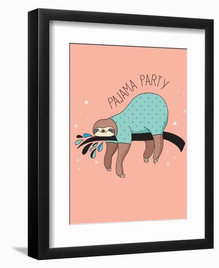 Cute Hand Drawn Sloths, Funny Vector Illustration, Poster and Greeting Card, Party Invitation-Marish-Framed Art Print