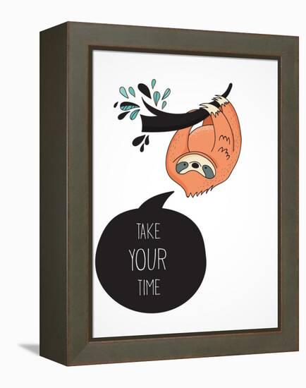 Cute Hand Drawn Sloths, Funny Vector Illustrations, Poster and Greeting Card-Marish-Framed Stretched Canvas