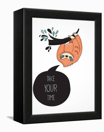 Cute Hand Drawn Sloths, Funny Vector Illustrations, Poster and Greeting Card-Marish-Framed Stretched Canvas