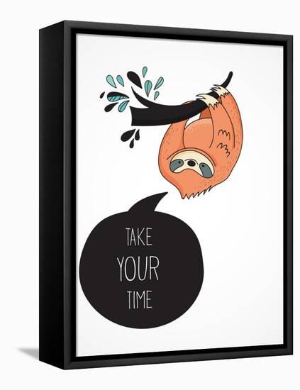 Cute Hand Drawn Sloths, Funny Vector Illustrations, Poster and Greeting Card-Marish-Framed Stretched Canvas