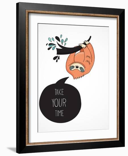 Cute Hand Drawn Sloths, Funny Vector Illustrations, Poster and Greeting Card-Marish-Framed Art Print