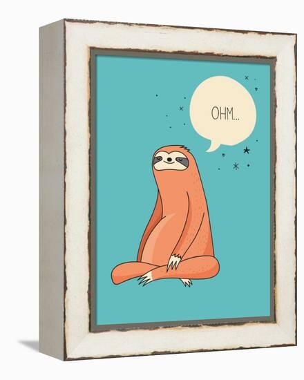 Cute Hand Drawn Sloths, Funny Vector Illustrations, Poster and Greeting Card-Marish-Framed Stretched Canvas