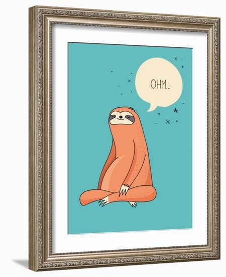 Cute Hand Drawn Sloths, Funny Vector Illustrations, Poster and Greeting Card-Marish-Framed Art Print