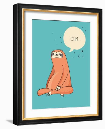 Cute Hand Drawn Sloths, Funny Vector Illustrations, Poster and Greeting Card-Marish-Framed Art Print