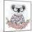 Cute Hipster Koala with Glasses and Flower Frame.-cherry blossom girl-Mounted Art Print