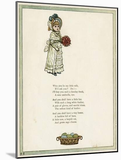 Cute Little Girl Holding a Bouquet-Kate Greenaway-Mounted Art Print