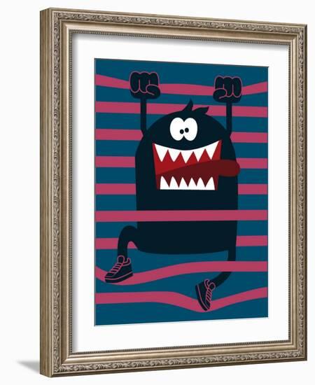 Cute Monster Vector Character Design-braingraph-Framed Art Print