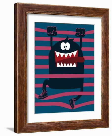 Cute Monster Vector Character Design-braingraph-Framed Art Print