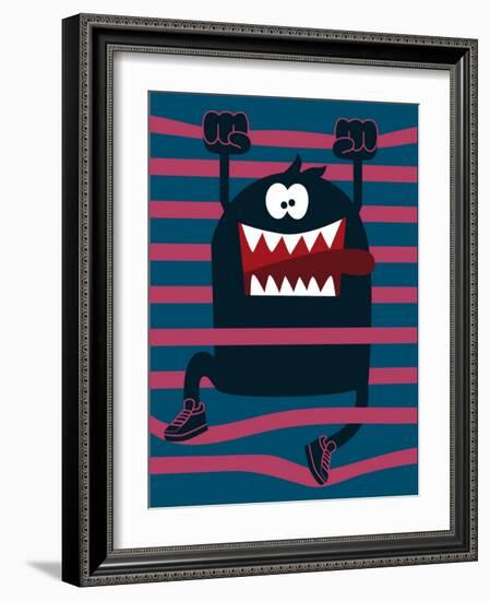 Cute Monster Vector Character Design-braingraph-Framed Art Print