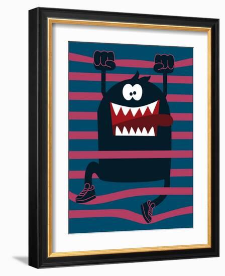 Cute Monster Vector Character Design-braingraph-Framed Art Print