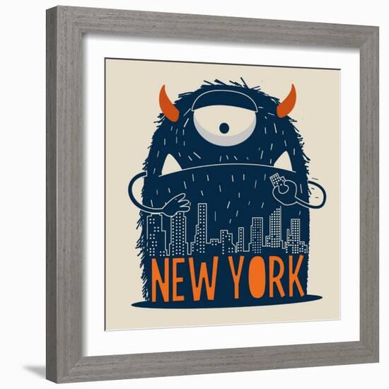 Cute Monster Vector Character Design-braingraph-Framed Art Print