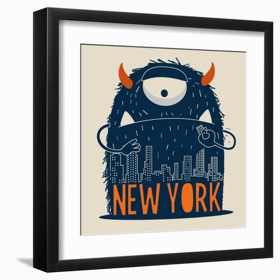 Cute Monster Vector Character Design-braingraph-Framed Art Print