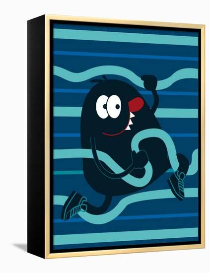 Cute Monster Vector Design for Tee-braingraph-Framed Stretched Canvas