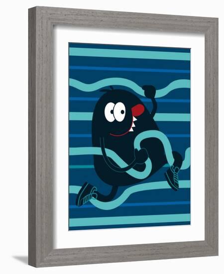 Cute Monster Vector Design for Tee-braingraph-Framed Art Print