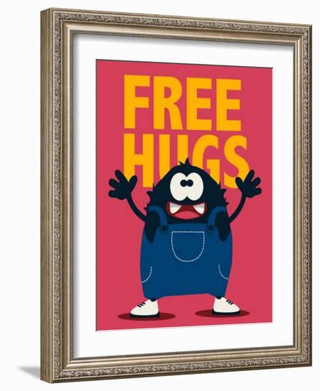 Cute Monster Vector Design-braingraph-Framed Art Print