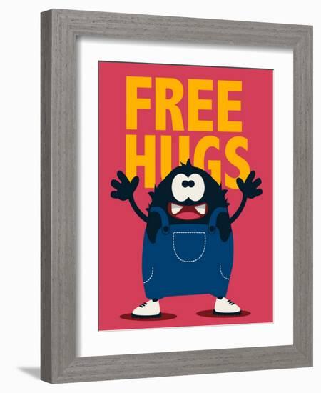 Cute Monster Vector Design-braingraph-Framed Art Print