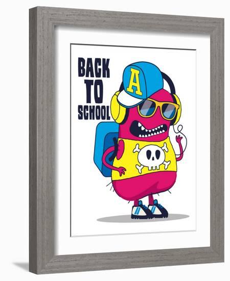 Cute Monster Vector Design-braingraph-Framed Art Print