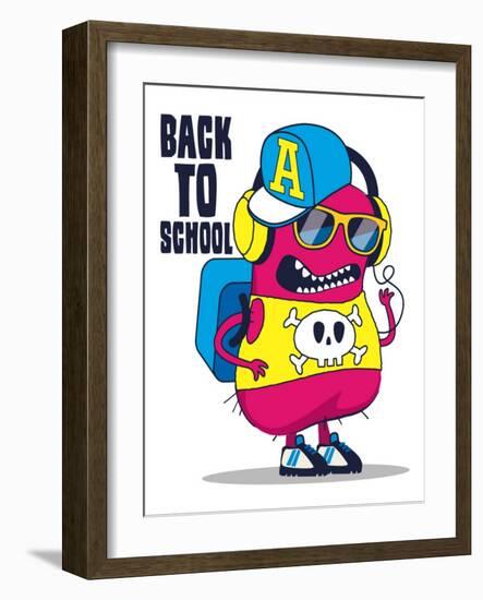 Cute Monster Vector Design-braingraph-Framed Art Print