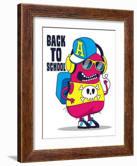 Cute Monster Vector Design-braingraph-Framed Art Print