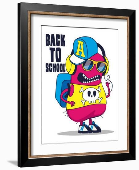 Cute Monster Vector Design-braingraph-Framed Art Print