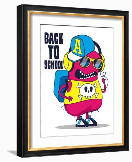 Cute Monster Vector Design-braingraph-Framed Art Print