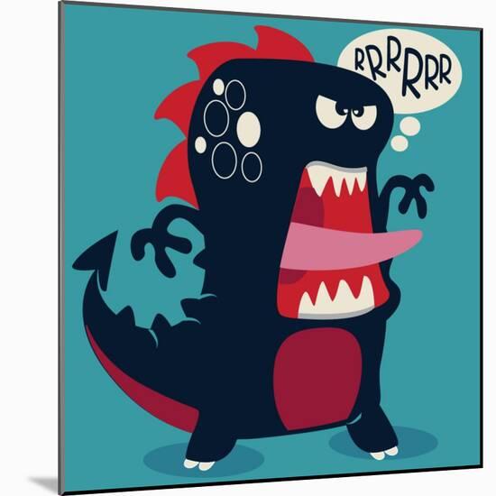 Cute Monster Vector-braingraph-Mounted Art Print