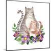 Cute Mother's Day Greeting Card with Cats. Watercolor Illustration-Maria Sem-Mounted Art Print