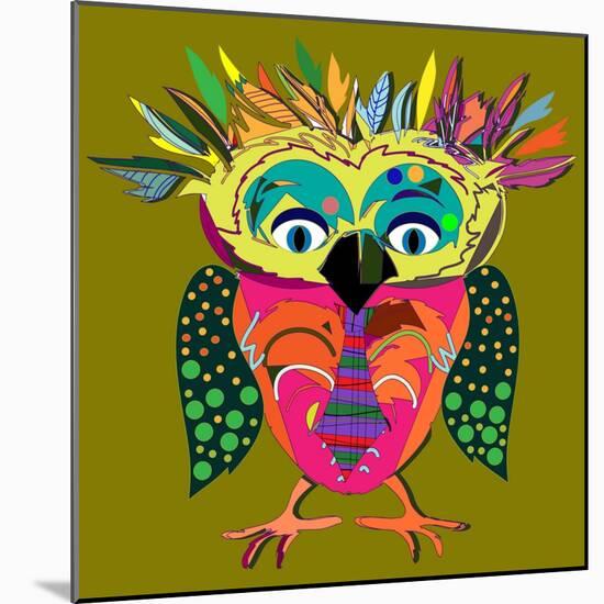 Cute Owl, Cartoon Drawing, Cute Illustration for Children, Vector Illustrations (Hipster Symbol Ser-De Visu-Mounted Art Print