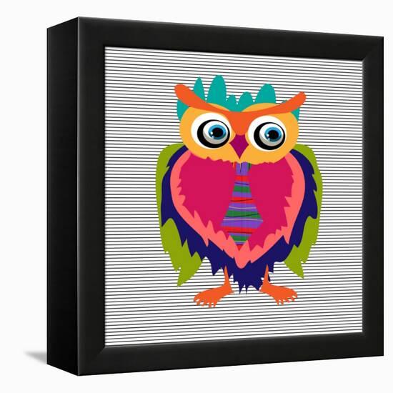 Cute Owl, Cartoon Drawing, Cute Illustration for Children, Vector Illustrations (Hipster Symbol Ser-De Visu-Framed Stretched Canvas